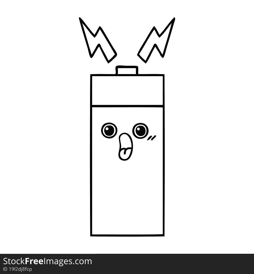 line drawing cartoon battery