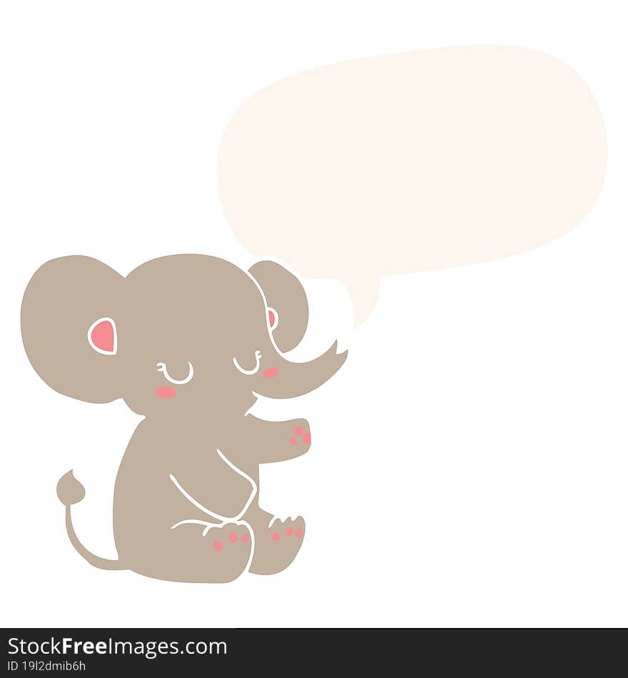 Cartoon Elephant And Speech Bubble In Retro Style