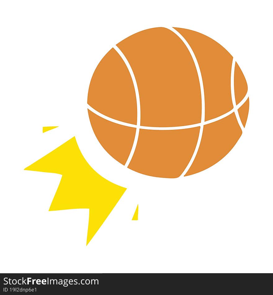 flat color retro cartoon basket ball