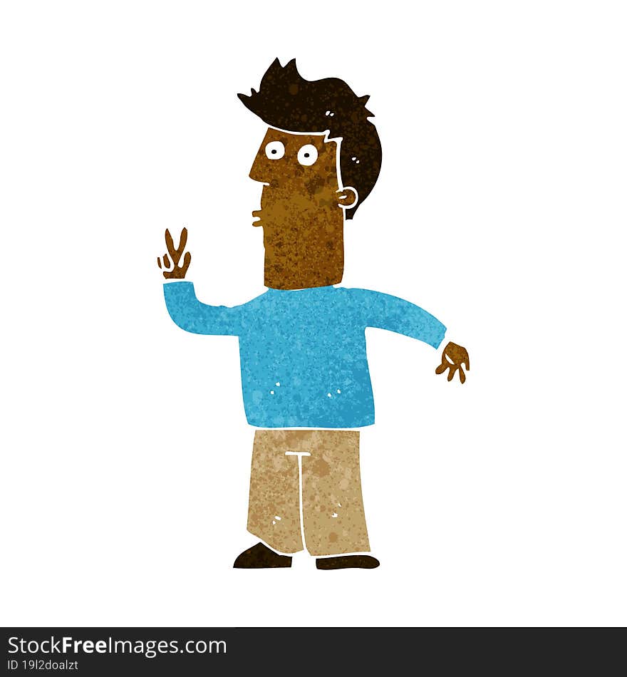 cartoon man signaling with hand