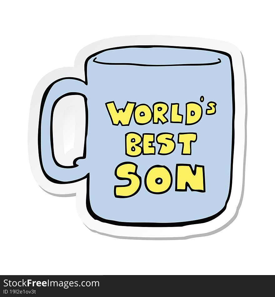 sticker of a worlds best son mug