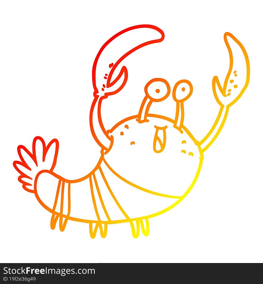 warm gradient line drawing cartoon lobster