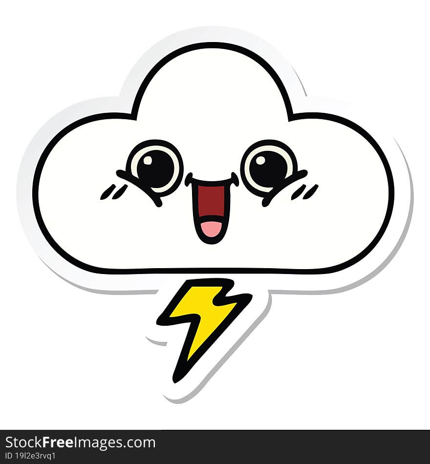 sticker of a cute cartoon storm cloud