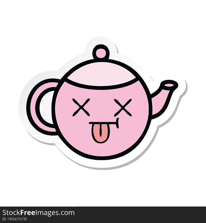 sticker of a cute cartoon teapot