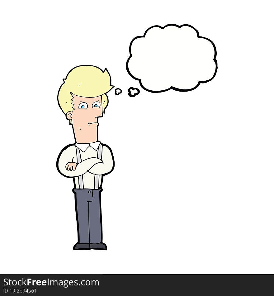 cartoon annoyed man with thought bubble