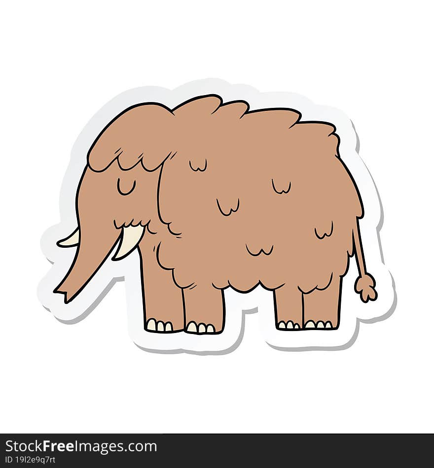 Sticker Of A Cartoon Mammoth