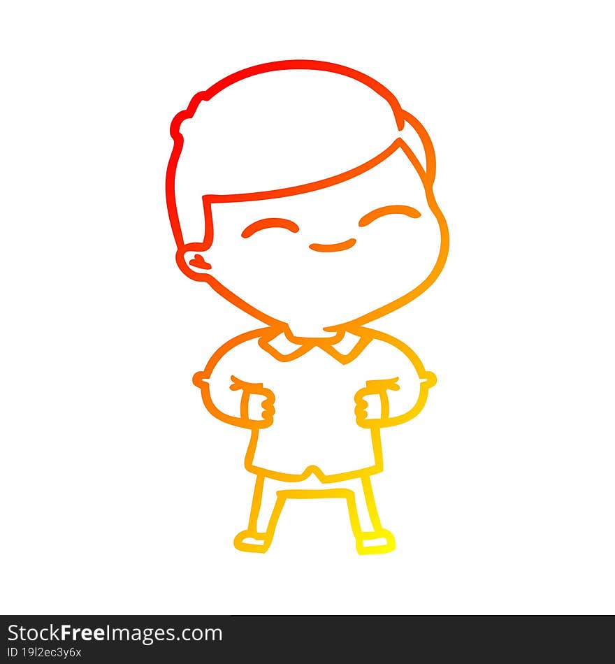 warm gradient line drawing cartoon smiling boy