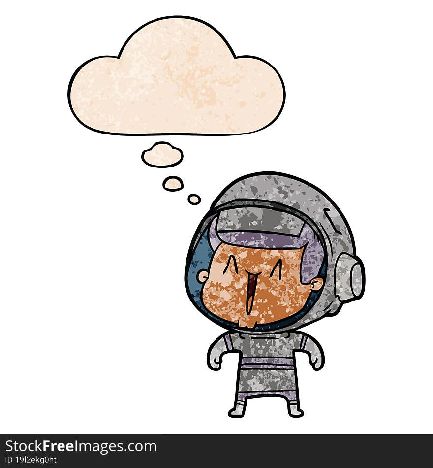 cartoon astronaut man with thought bubble in grunge texture style. cartoon astronaut man with thought bubble in grunge texture style