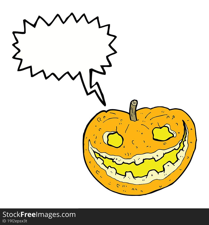 Cartoon Spooky Pumpkin With Speech Bubble