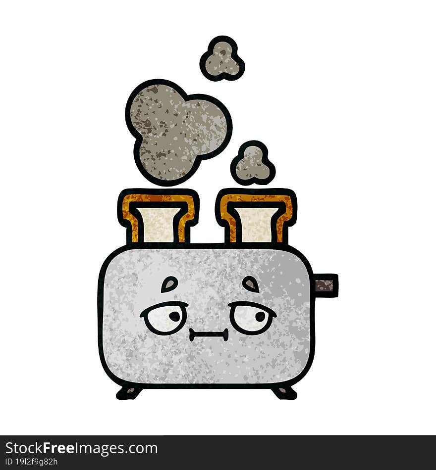 retro grunge texture cartoon of a toaster