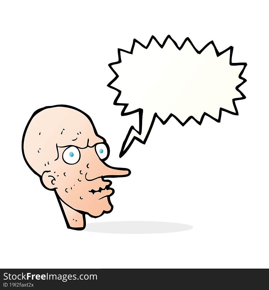 cartoon evil old man with speech bubble