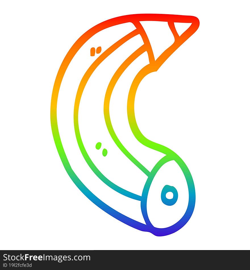 rainbow gradient line drawing of a cartoon pencil