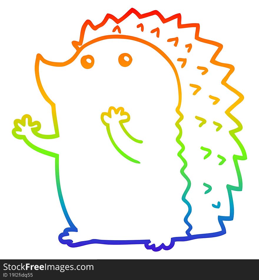 rainbow gradient line drawing cartoon hedgehog