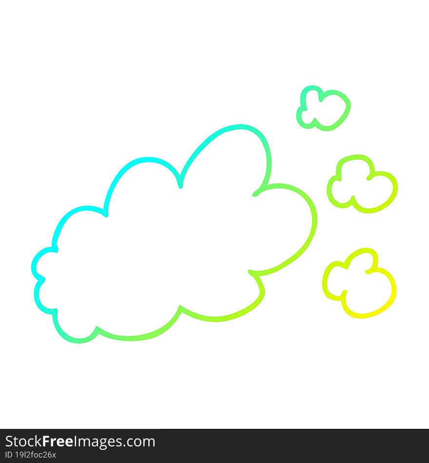 Cold Gradient Line Drawing Cartoon Puff Of Smoke