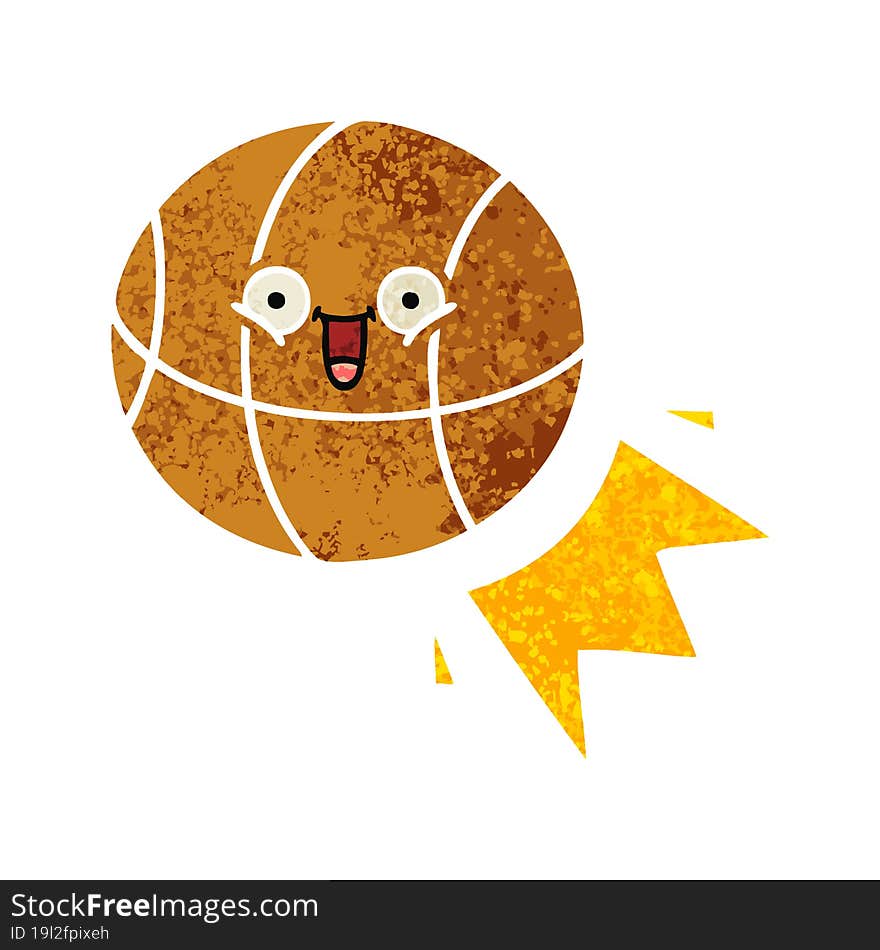 Retro Illustration Style Cartoon Basketball