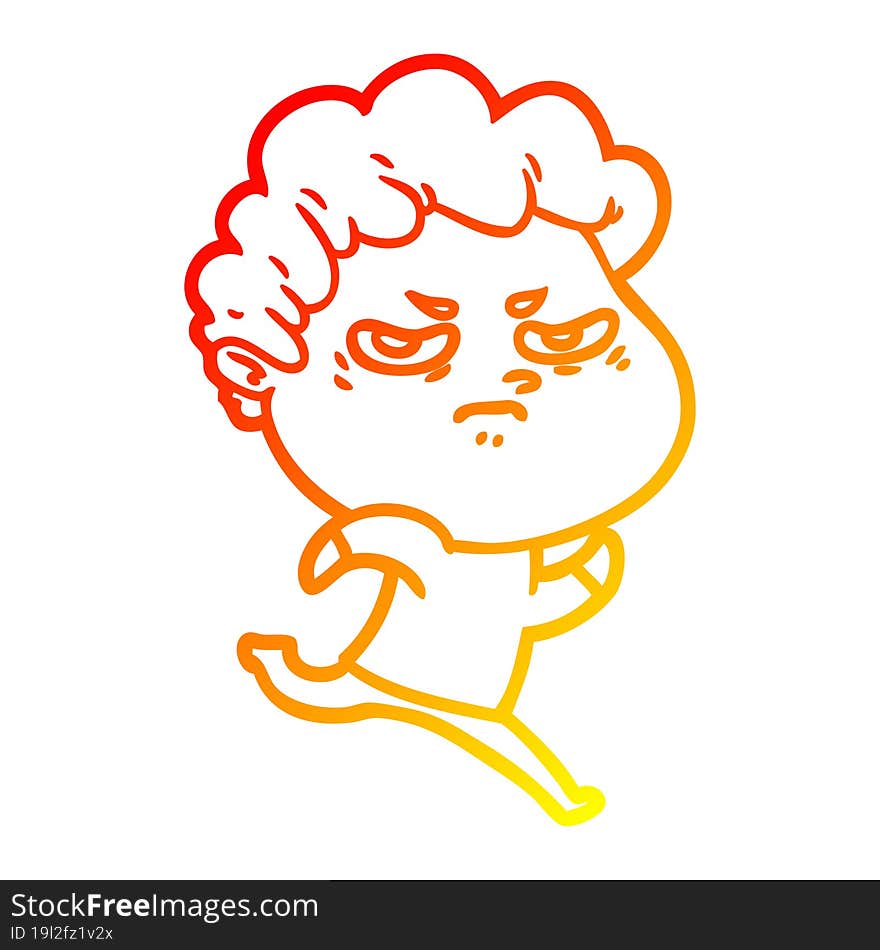 warm gradient line drawing cartoon angry man