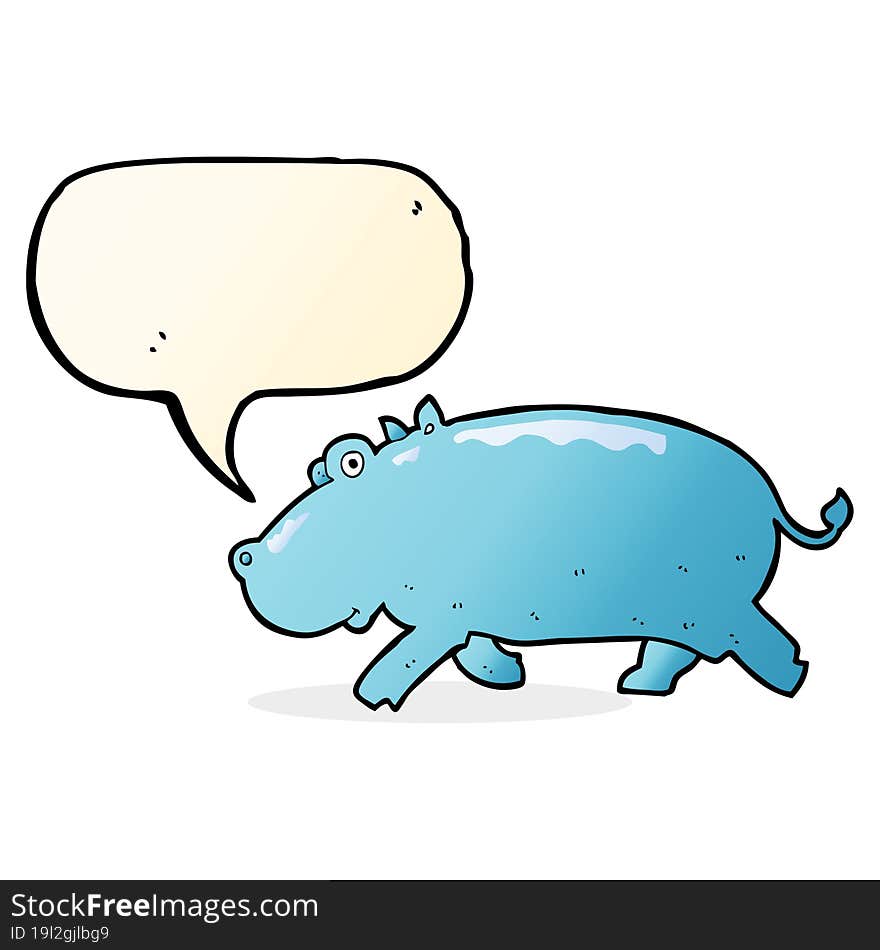 cartoon hippopotamus with speech bubble