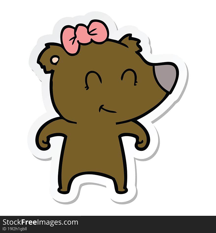 sticker of a female bear cartoon