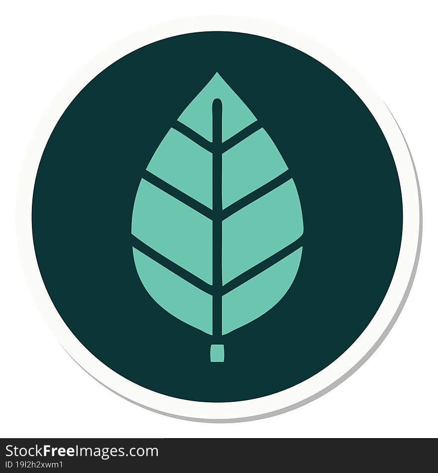 sticker of tattoo in traditional style of leaf. sticker of tattoo in traditional style of leaf