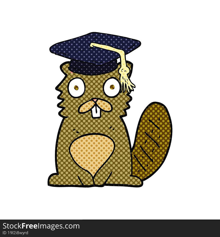 cartoon beaver graduate