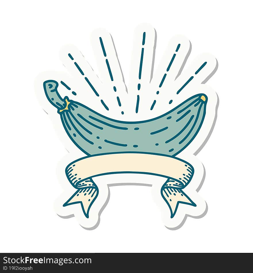 Sticker Of Tattoo Style Banana