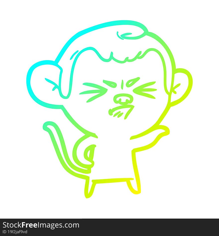 cold gradient line drawing cartoon angry monkey