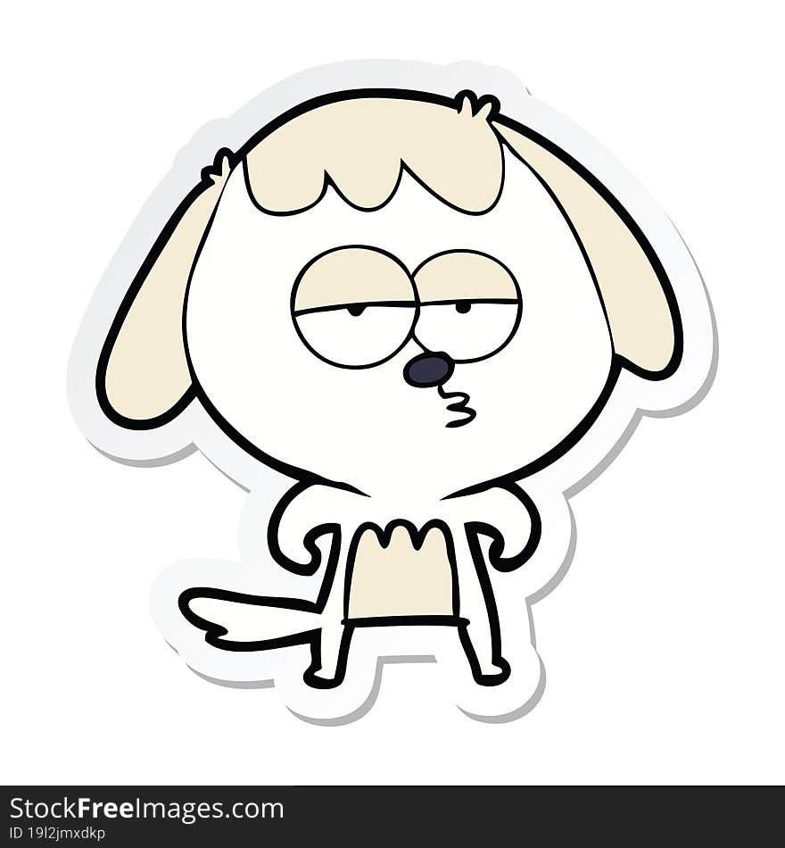 sticker of a cartoon bored dog