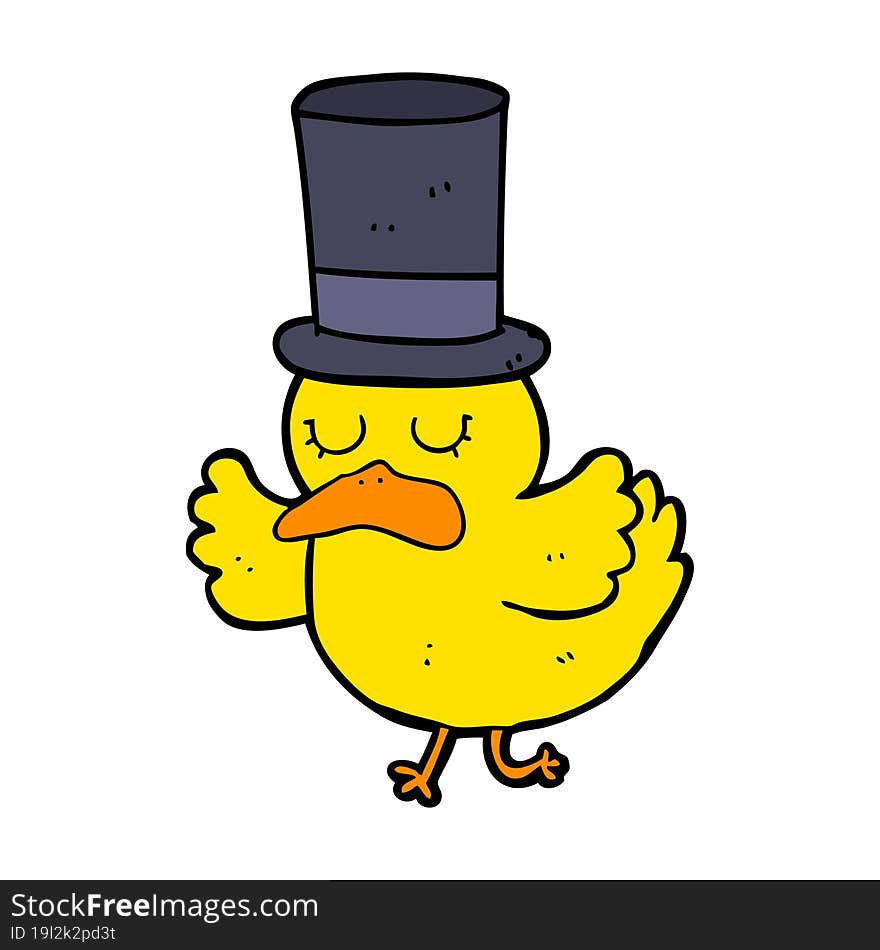 cartoon duck wearing top hat