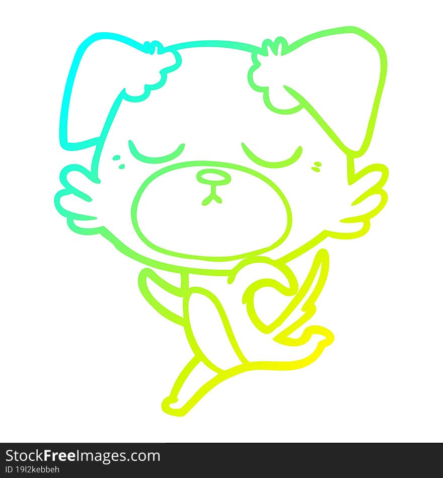 Cold Gradient Line Drawing Cute Cartoon Dog