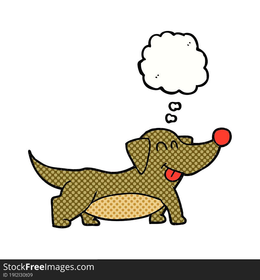 freehand drawn thought bubble cartoon happy little dog