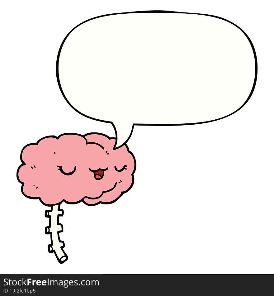 Happy Cartoon Brain And Speech Bubble