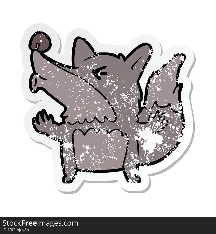 Distressed Sticker Of A Cartoon Werewolf Howling