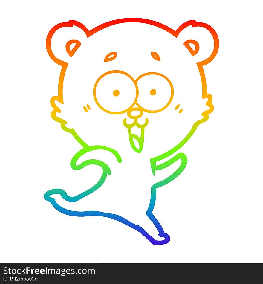 rainbow gradient line drawing of a laughing teddy  bear cartoon