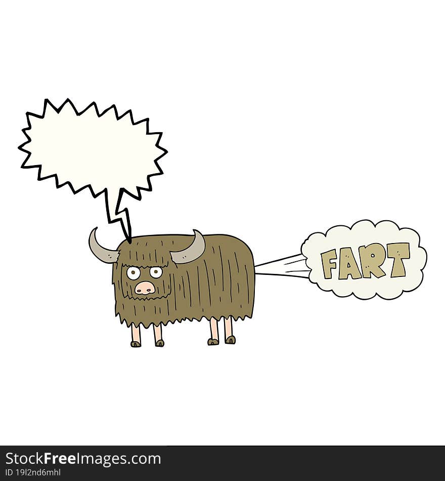 Speech Bubble Cartoon Hairy Cow Farting