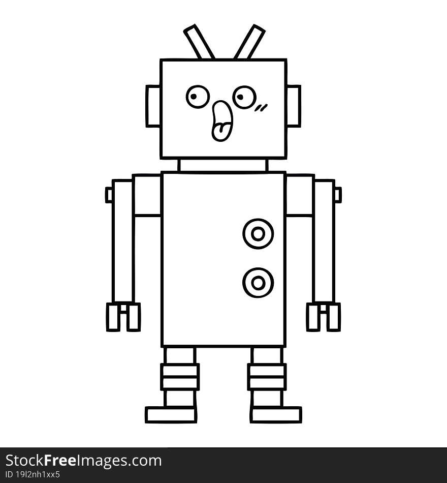 line drawing cartoon of a robot. line drawing cartoon of a robot