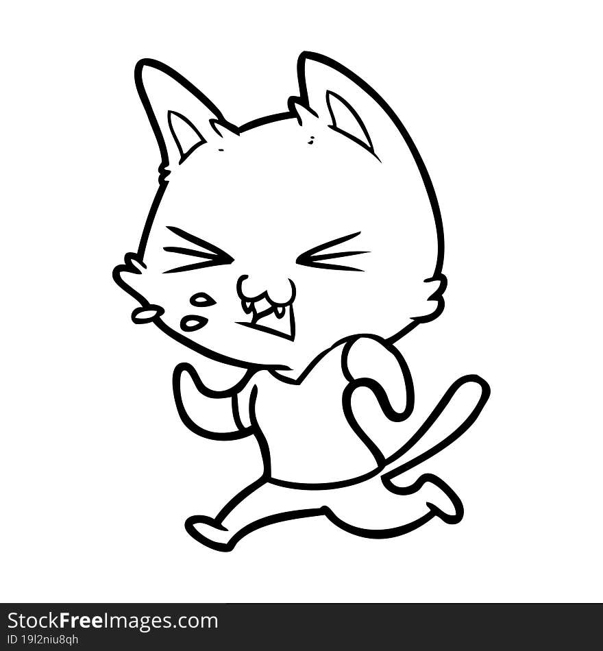 cartoon running cat hissing. cartoon running cat hissing