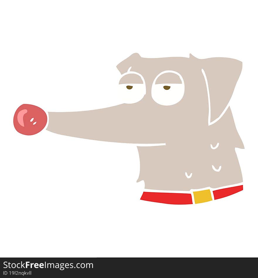 flat color illustration of a cartoon dog with collar