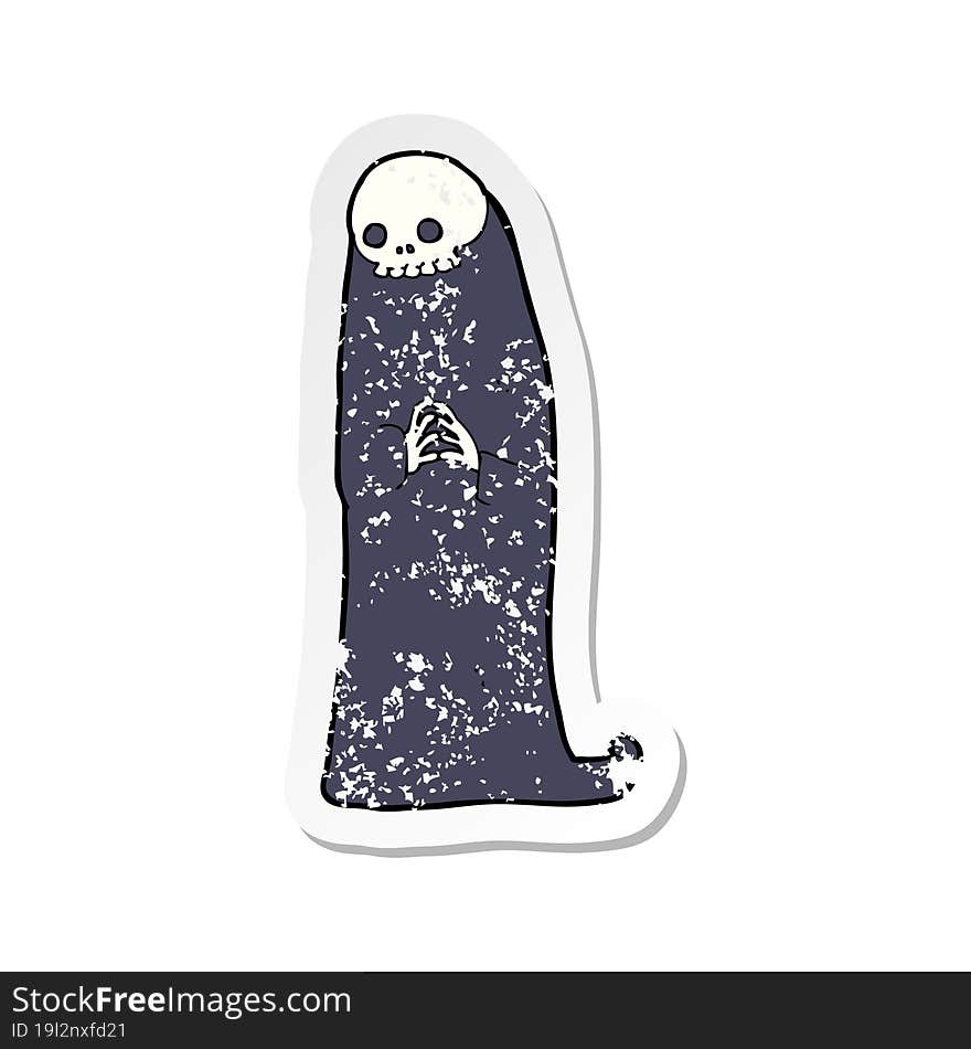 Retro Distressed Sticker Of A Cartoon Halloween Ghoul