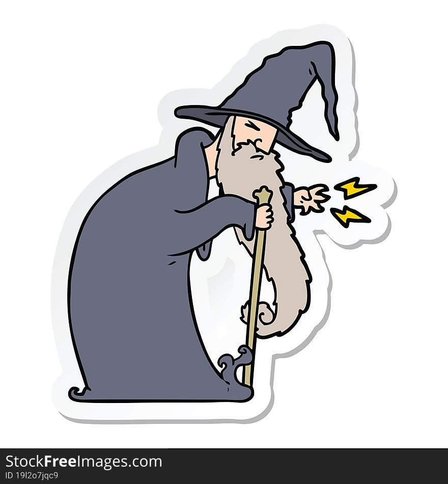 sticker of a cartoon wizard