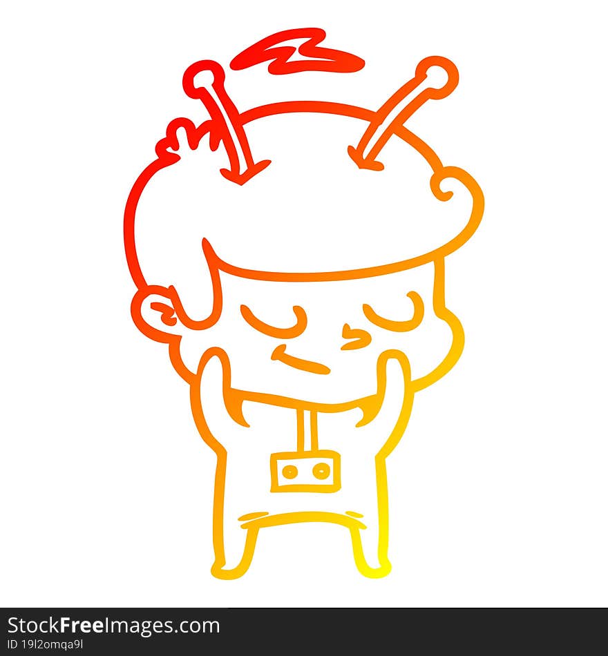 warm gradient line drawing shy cartoon spaceman