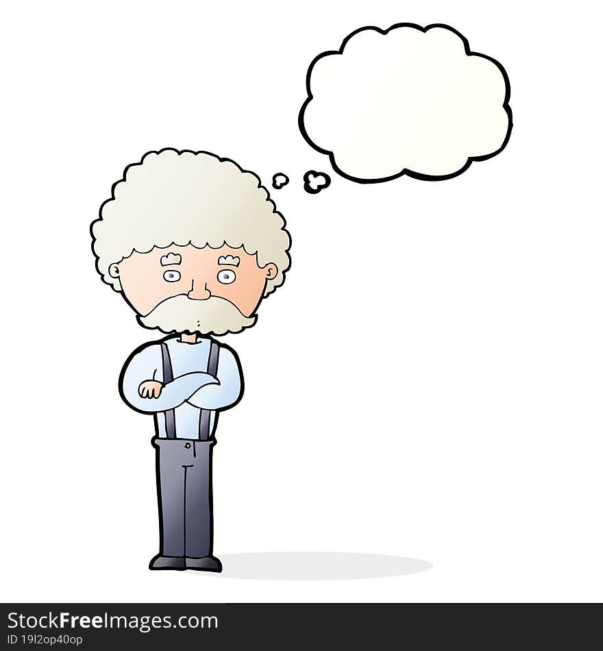 cartoon old man  with thought bubble