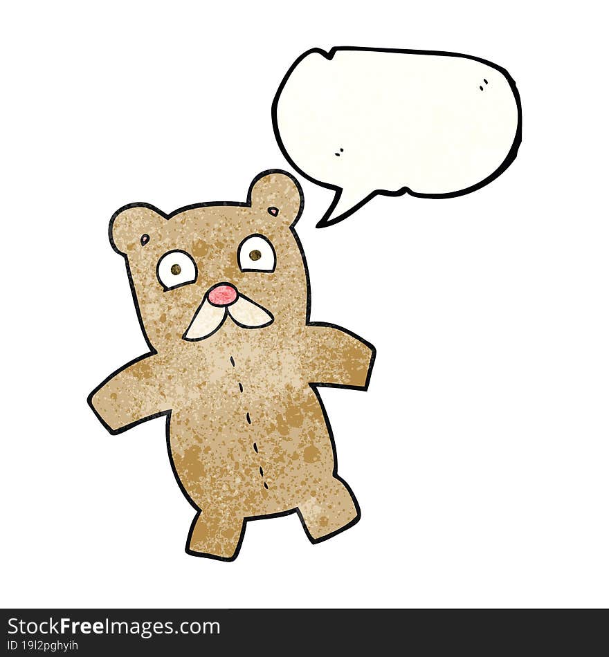 speech bubble textured cartoon teddy bear