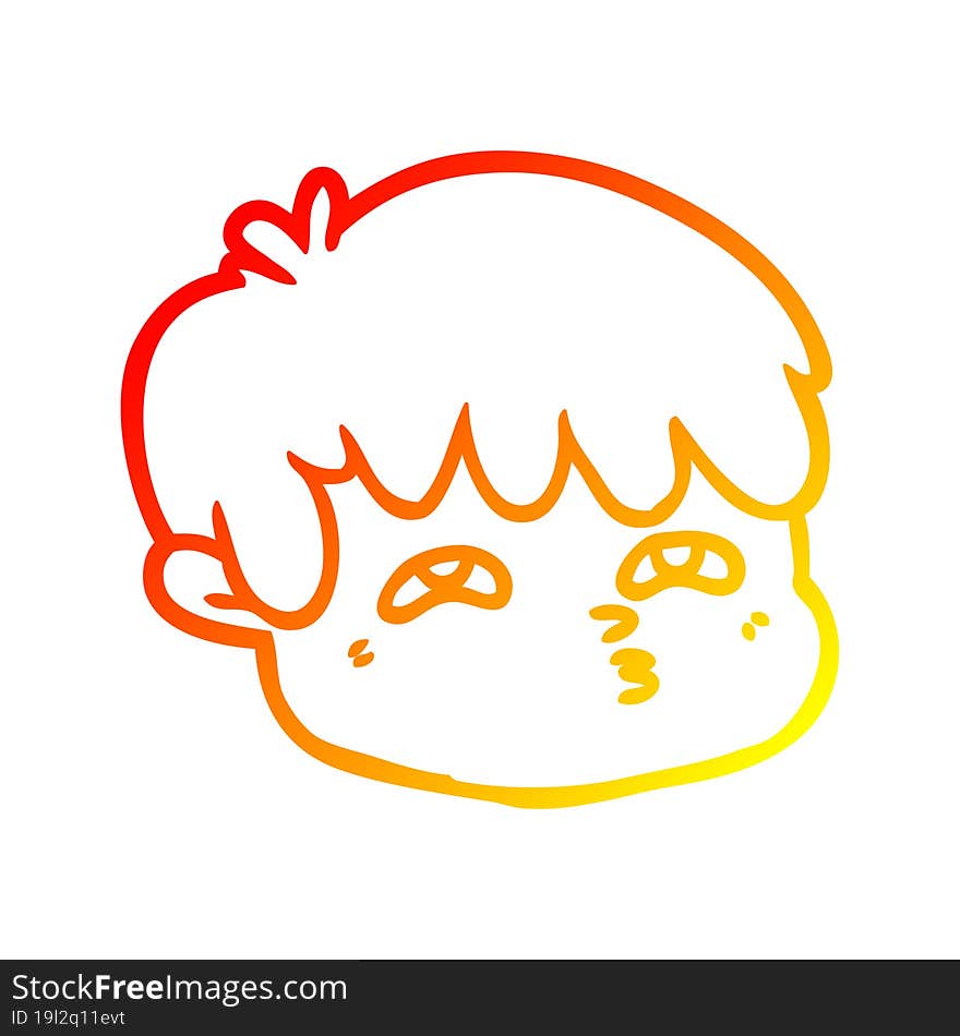 Warm Gradient Line Drawing Cartoon Male Face