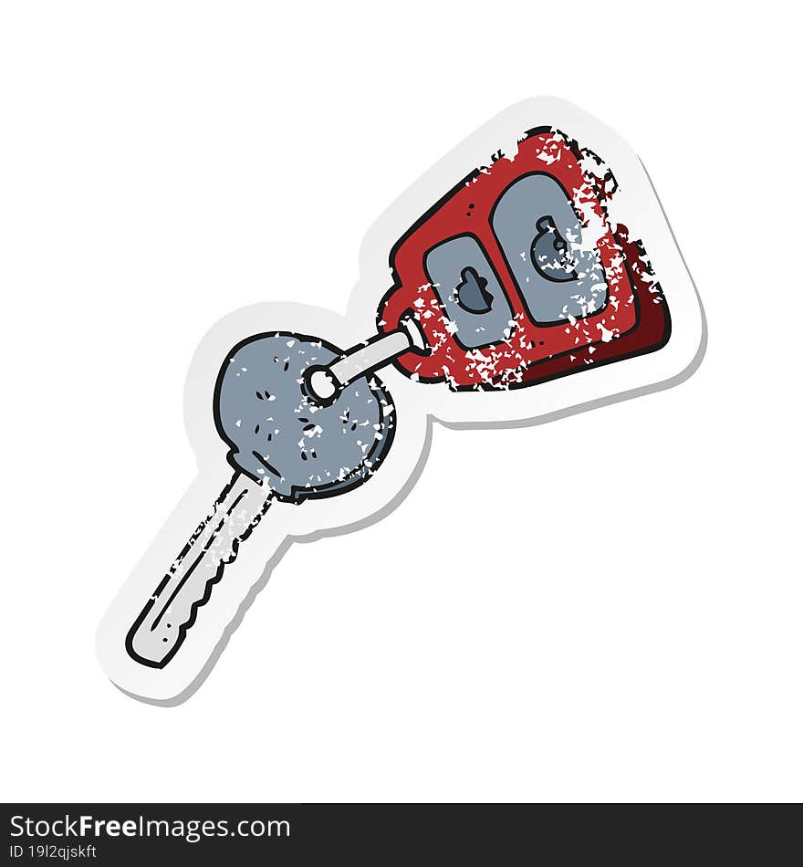 retro distressed sticker of a cartoon key