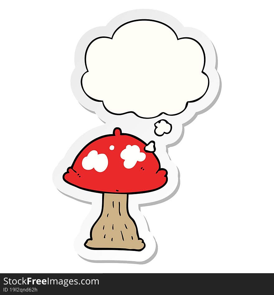 cartoon mushroom and thought bubble as a printed sticker