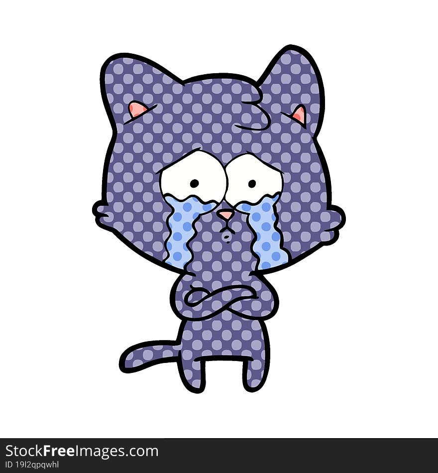 cartoon crying cat. cartoon crying cat