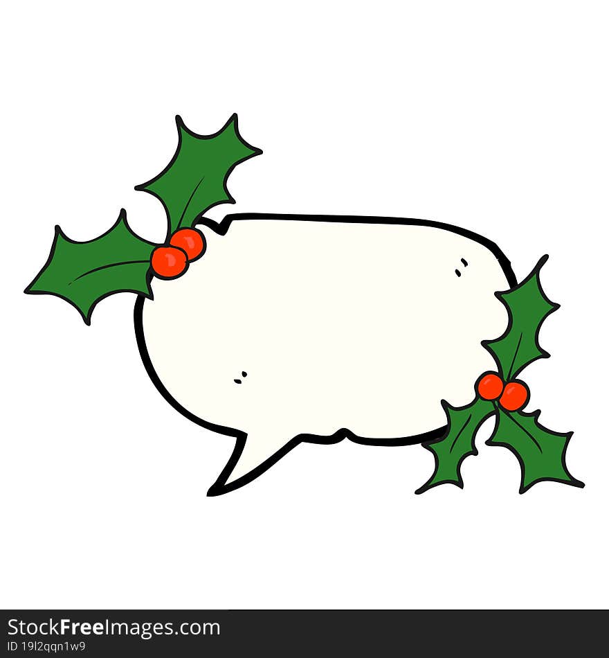 Speech Bubble Cartoon Christmas Holly