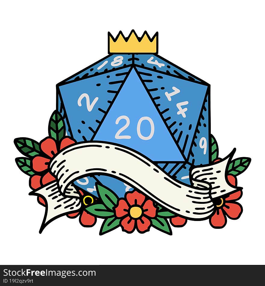 natural twenty D20 dice roll illustration