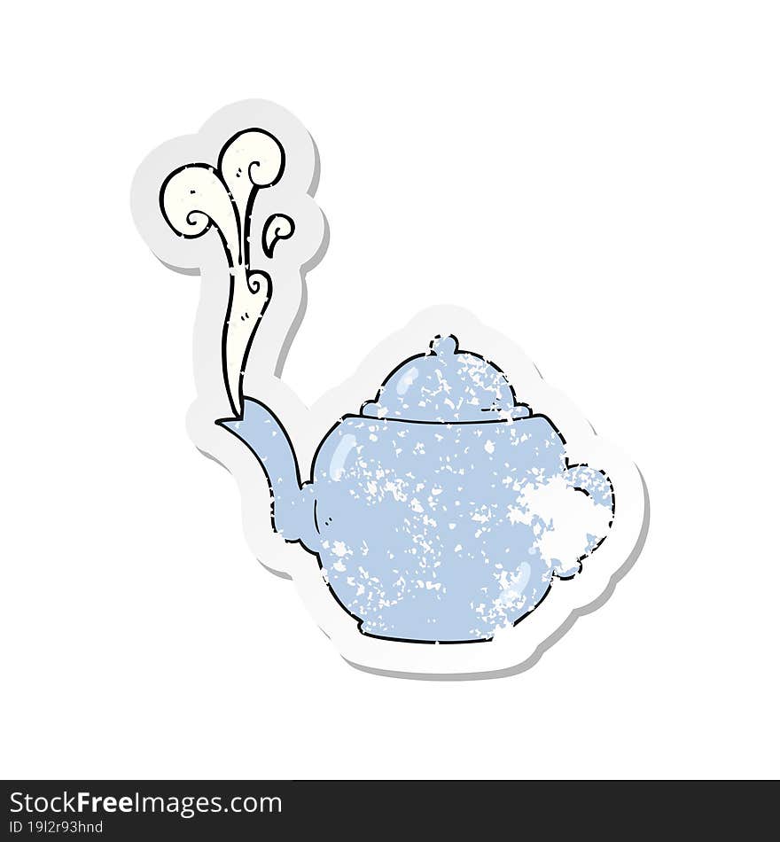 retro distressed sticker of a cartoon teapot