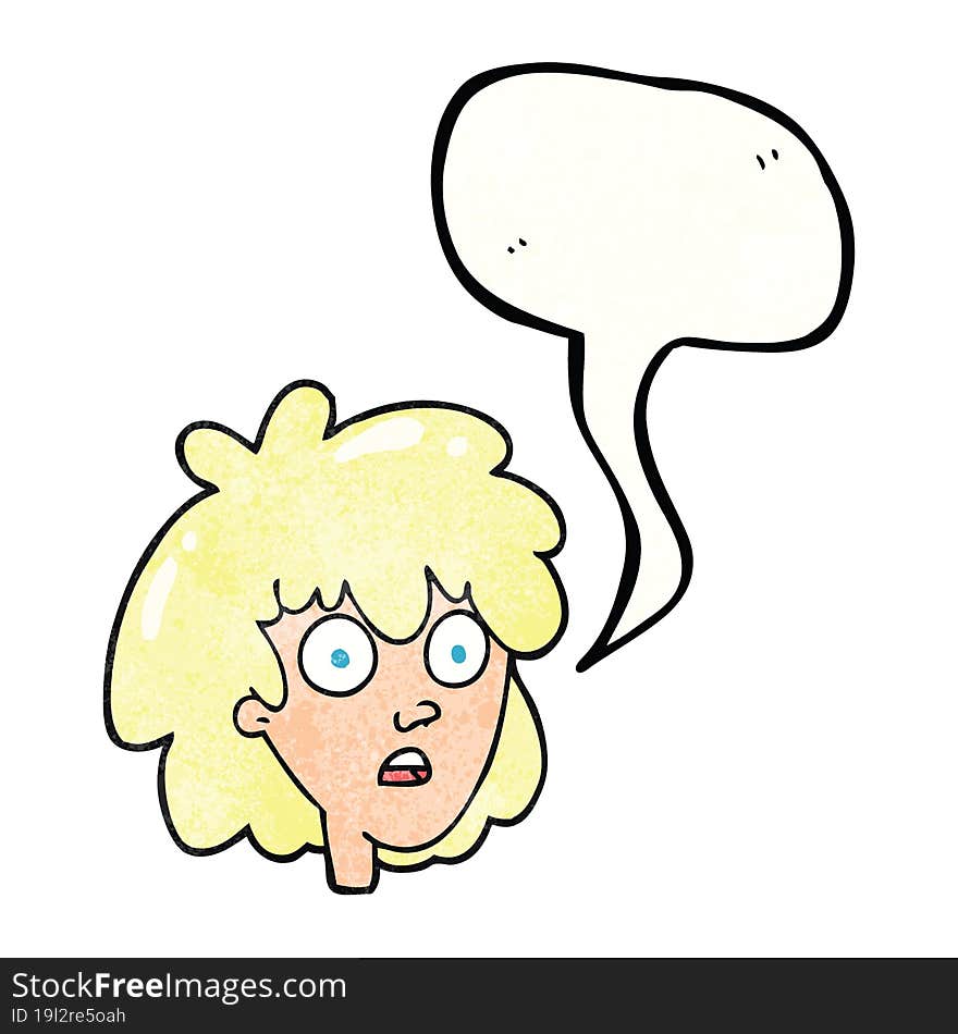 freehand speech bubble textured cartoon female face